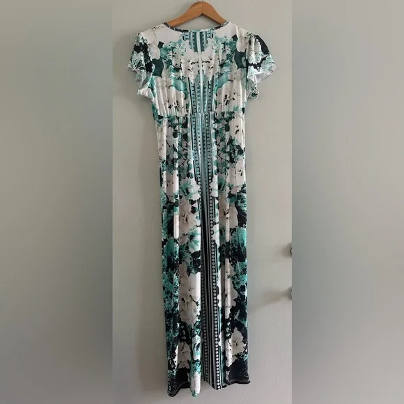 Style&Co floral cap sleeve maxi dress with elastic waist lace and metal details - Picture 3 of 8